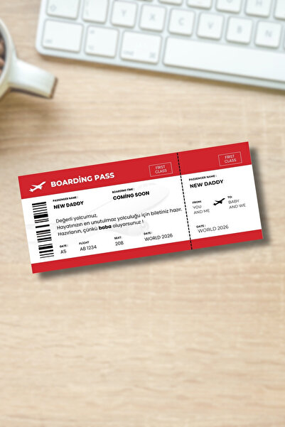 Metranya Babaya Müjde Uçak Bileti 2026 Hamile Anı Kartı Hazırlan Baba Oluyorsun Müjde Anı Bebek Hediyelik