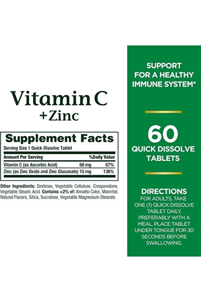 Nature's Bounty Quick Dissolve Vitamin C + Zinc