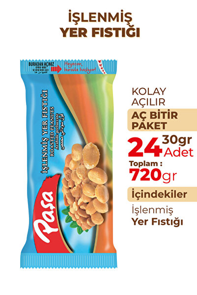 Paşa İşlenmiş Yer Fıstığı 30 gr X 24 Adet (720 GR)