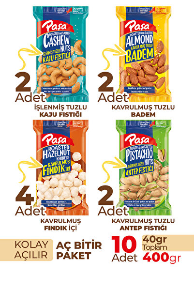 Paşa Kuruyemiş Karışık Kuruyemiş 40 gr X 10 Adet (400 GR)