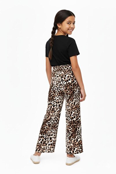BAGLAN Girls' Printed Wide-Leg Elastic Lace-Up Trousers Bgl-St04625