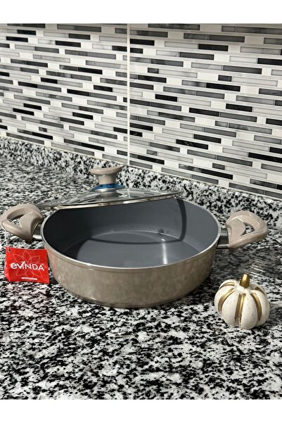 EVİNDA Pan-dora Serisi Kristal Seramik 22 Cm Basık Tencere