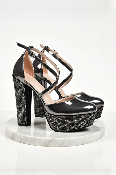 PayBuy Γυναικεία μόδα Κομψά πλατινένια πέτρινα τακούνια με κομψό σχέδιο Νυχτε...