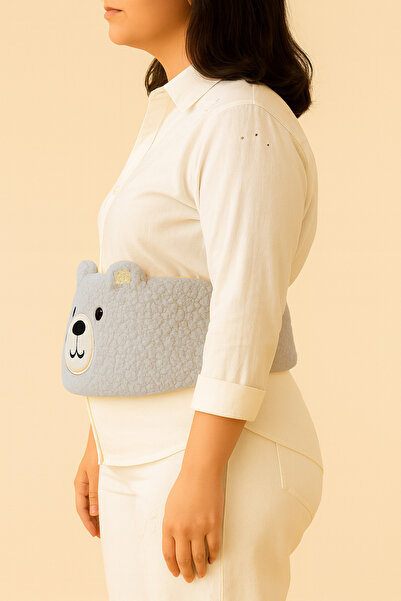 Eq deco Ayıcık Figürlü Yumuşak Peluş Kemerli Sıcak Su Torbası Bej Soft