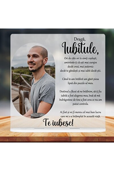 CrisPrint Tablou pe sticlă 20x20 cm – Personalizat pentru iubit