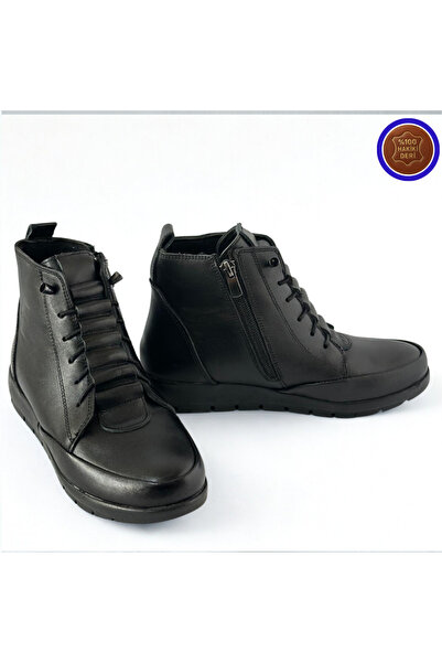 Kardeşler SHOE KADIN İÇDIŞI HAKİKİ DERİ SOĞUĞA SUYA DAYANIKLI KAYMAZ ORTAPEDİK TABAN KIŞLIK SİYAH GÜNLÜK ANNE BOTU