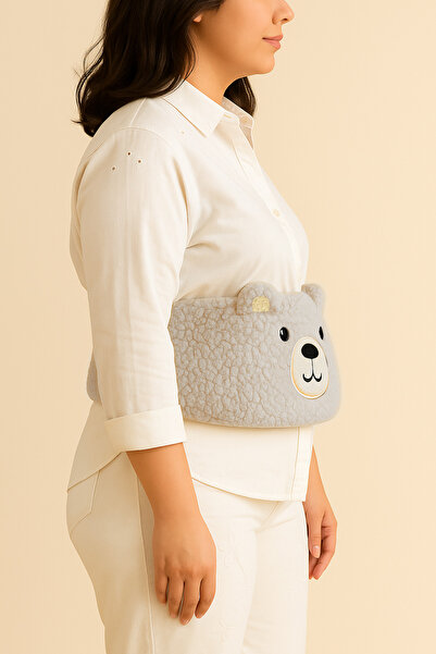 Eq deco Ayıcık Figürlü Yumuşak Peluş Kemerli Sıcak Su Torbası Bej Soft