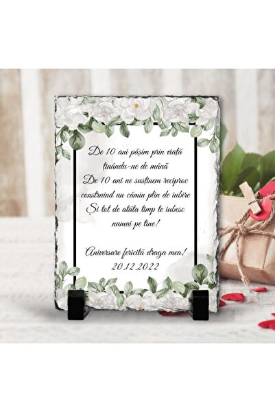 CrisPrint Placă personalizată din ardezie – Aniversare 10 ani