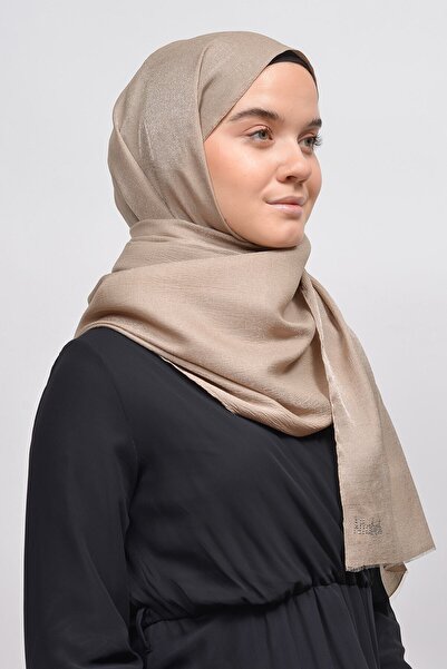 Altobeh Women's Solid Color Twinkle Glitter Hijab Shiny Evening Dress Shawl - Light Mink