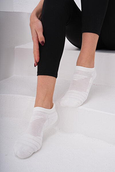 The huez 3-Piece Cream Color Towel Sole Cotton Women's Socks, Breathable Soft Running, Casual Booties Socks