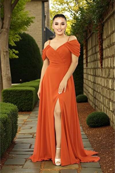 FaBe Fashion Kruvaze Yaka Ip Askılı Düşük Omuzlu Yırtmaçlı Sırtı Bağcıklı Şif...