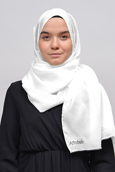 Altobeh Women's Solid Color Twinkle Glitter Hijab Shiny Evening Dress Shawl - White