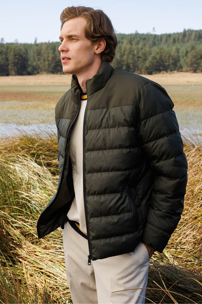 Desen Triko Men's Quilted Puffer Jacket Khaki