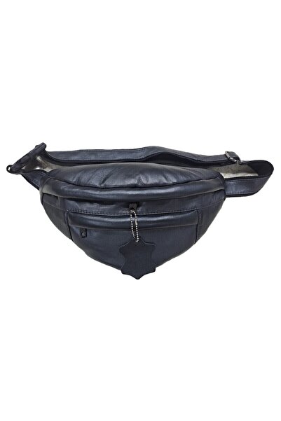Mocikon Hakiki Deri El Yapımı Unisex Metalik Gri Freebag Bel ve Vücut Çantası
