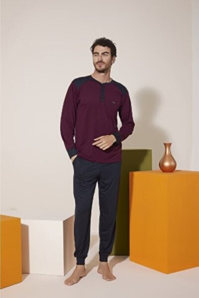 KLY Men's O-Collar Pajama Set Comfortable Sleep Modern Design