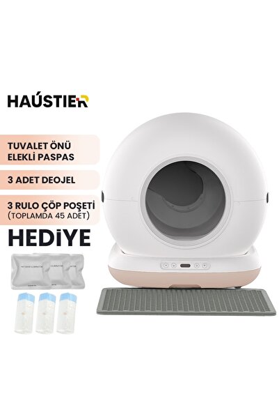 Haustier CB001 Akıllı Otomatik Kedi Tuvaleti, APP ile Kontrol, 75lt İç Hazne,...