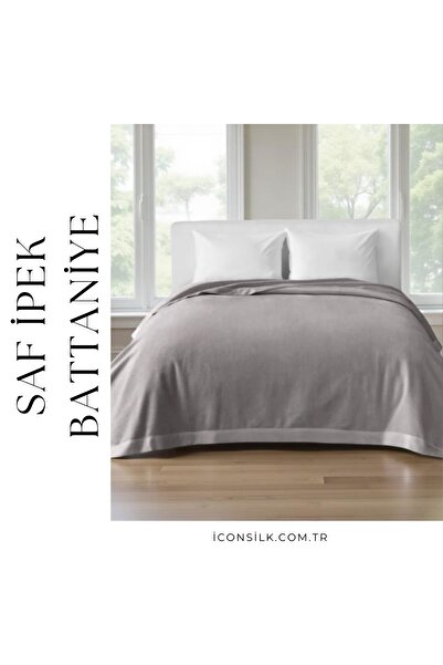 ICON SILK Saf İpek Battaniye (Açık Gri)