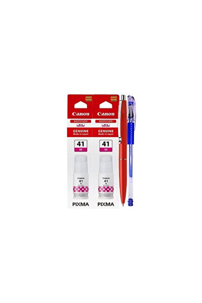 Canon Original Ink Bottle Package 2x GI-41M Magenta 15400 pages + Schneider Pen and Gel Pen