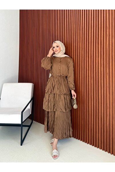 Melike Tatar Crash Saten Kat Kat Elbise 32-3573