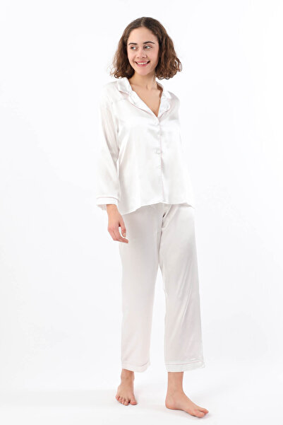 Pierre Cardin Kadın Biyeli Saten Pijama Takımı