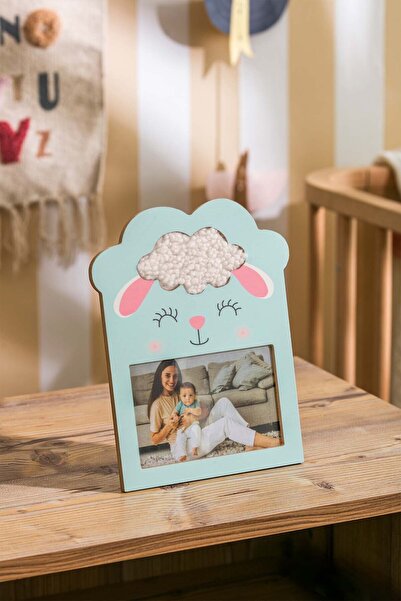 Eq deco Sevimli Teddy Kumaş Detaylı Fotoğraf Çerçevesi Kuzu Figürlü Fotoğraf Çerçevesi Çocuk Odası