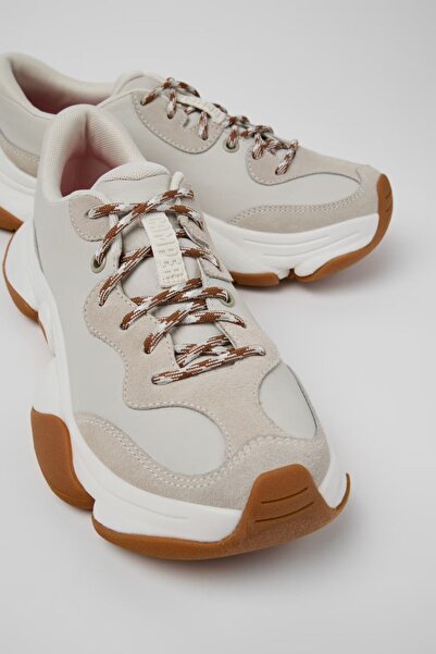 CAMPER Karst 2 Beyaz ve Gri Kadın Deri Spor Ayakkabı