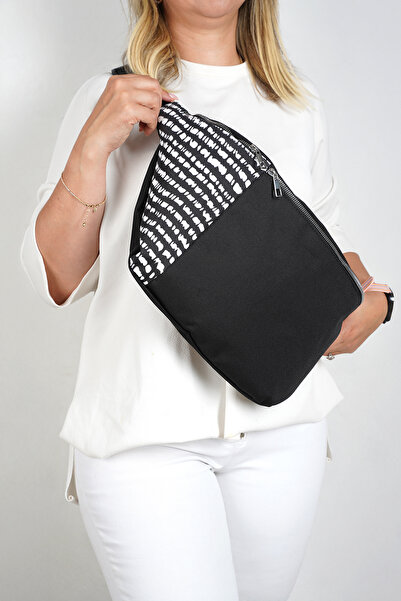 Do Tebe Geantă de umăr și talie, modernă, alb-negru, de dimensiuni mari, cu c...