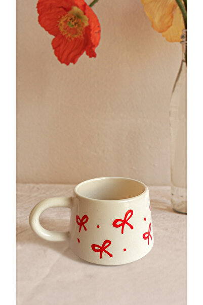 touchmughm Set of 8 Bow-Knot Special Embossed Hand-Painted Ceramic Mug, Double, Coffee Cup, Mug