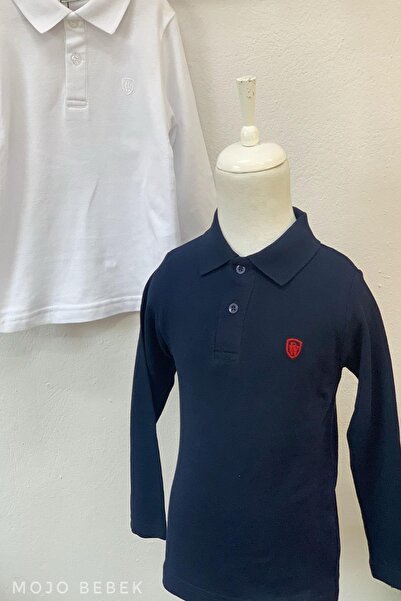 Woorage Unisex Lacoste Yakalı Uzun Kol T-shirt 9248 Lacivert