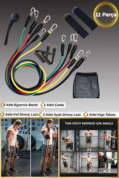 Hane Dostu 11 Parça Lateks Egzersiz Bandı Direnç Lastiği Çekme Halatı Seti | ...