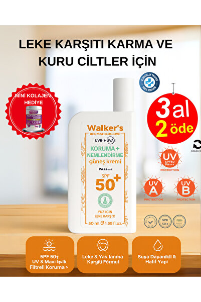 Walker's Vitamins SPF50+ Leke Karşıtı Çok Yüksek Korumalı Yüz Güneş Kremi - Y...