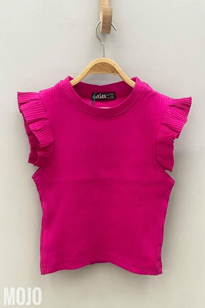 Cuties Kız Çocuk Fırfırlı Kaşkorse Kol Detaylı Bluz 3292 Fuşya