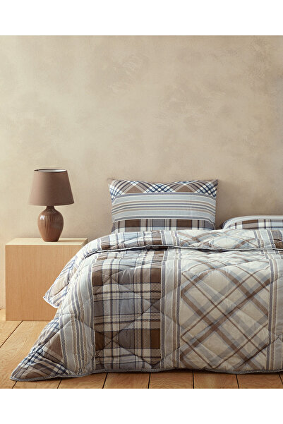 English Home Tiny Polycotton Çift Kişilik Uyku Seti Kahverengi-Mavi