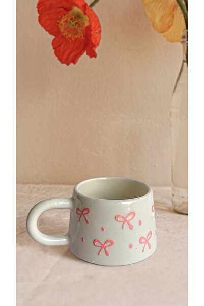 touchmughm Set of 6 Bowknot Special Embossed Hand-Painted Ceramic Mug, Double, Coffee Cup, Mug