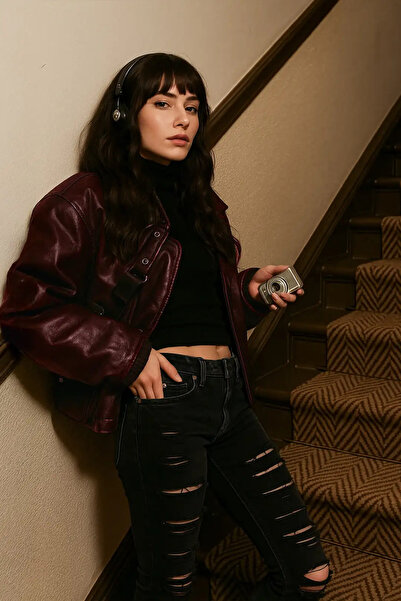 Bluewhite Women's Low Waist Cut Detailed Jean Trousers Black