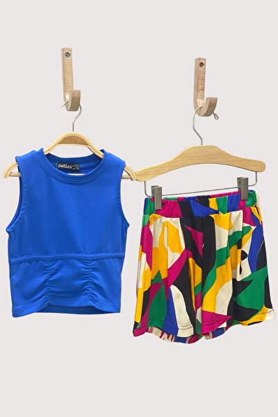 Cuties Mojo Girl's Front Shirred بدون أكمام 3511 أزرق