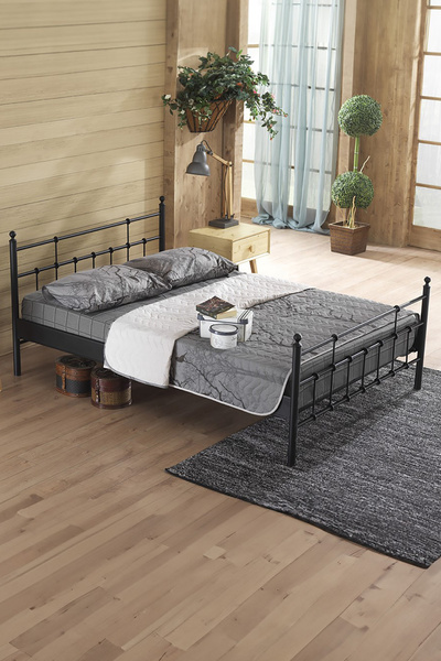 Unimet Lalas Çift Kişilik Ferforje Metal Karyola-siyah (AHŞAP LATALI)