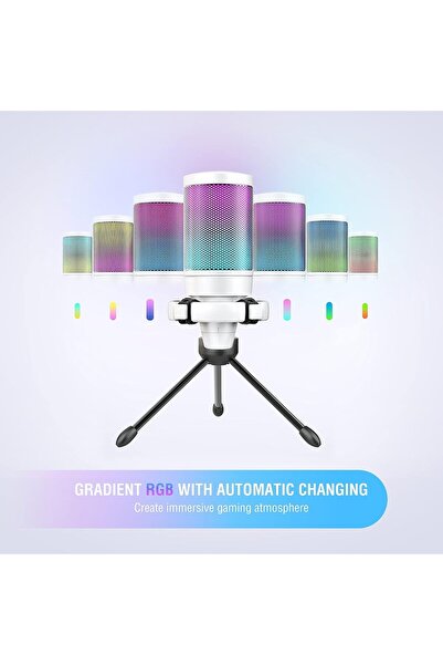 Fifine Gaming Condenser Microphone A6VW, Cardioid, RGB, Streaming, Podcast, USB, Quick Mute
