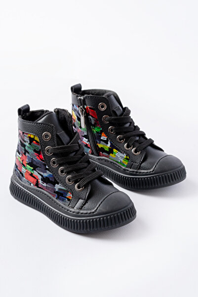 p papuccum ortopedi çocuk ayakkabıları Παιδικά αθλητικά μποτάκια με μαύρο φερμουάρ, ελαφριά μαλακή εύκαμπτη αντιολισθητική σόλα