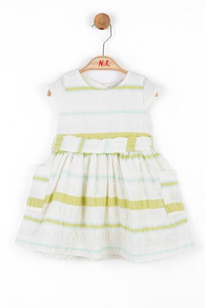 nk kids فستان بناتي بأكمام قصيرة وحزام 76603