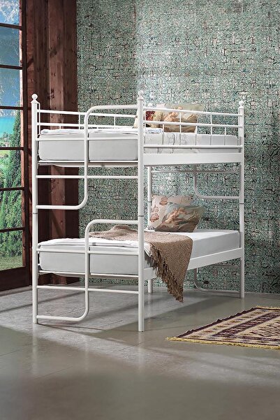 Unimet Armas Genç Çocuk Yatak Odası Metal Ranza Ve Karyola 90x200 Beyaz (AHŞA...