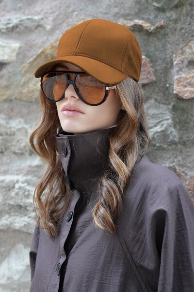 VAGGON Women's Tan Velvet Textured Curved Visor Adjustable Hat Vs01228