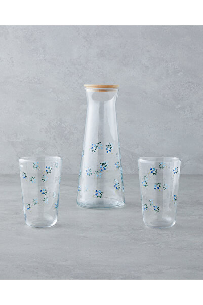 English Home Bloom Cam 3 Parça Su Takımı 1150 Ml + 400 Ml Mavi
