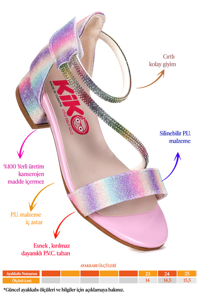 KARAMAZI Yada Kum Simli Kız Bebek 2 Cm Topuklu Sandalet Abiye Ayakkabı