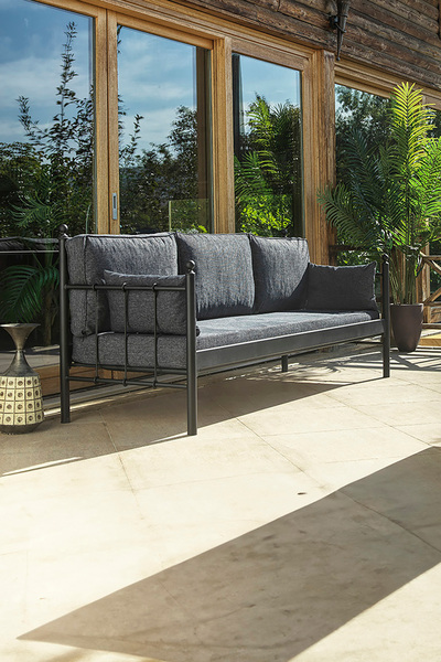 Unimet Lalas Dk Metal Sofa Sedir 70x200 Üçlü Koltuk Siyah-antrasit (AHŞAP LATALI)
