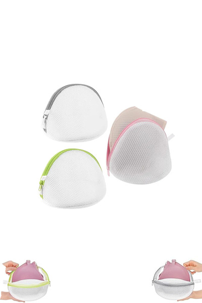 Otaru 3 Pieces Zippered Bra Protective Mesh Durable Underwear Washing Container Apparatus Suitcase Organizer