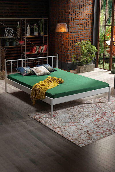 Unimet Falez-s Çift Kişilik Ferforje Metal Karyola-beyaz (AHŞAP LATALI)