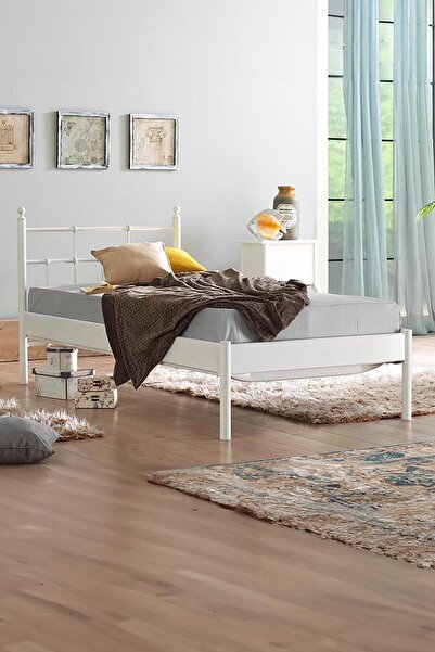 Unimet Lalas-s Tek Kişilik Ferforje Metal Karyola-beyaz (AHŞAP LATALI)