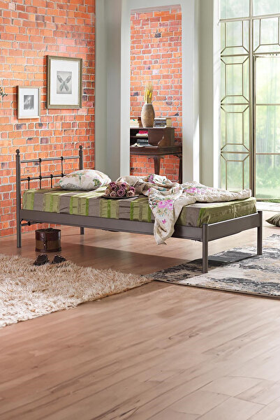 Unimet Lalas-s Tek Kişilik Ferforje Metal Karyola-kahverengi (AHŞAP LATALI)