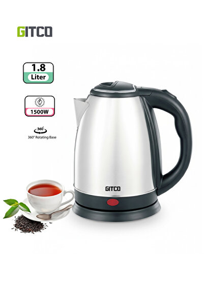 GITCO Electric Stainless Steel Kettle 1.8L Capacity with Auto Shut-Off, Fast Boiling & Dry Protection